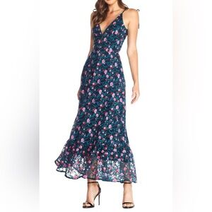 Dress the Population Navy Dress with Pink Floral Embroidery